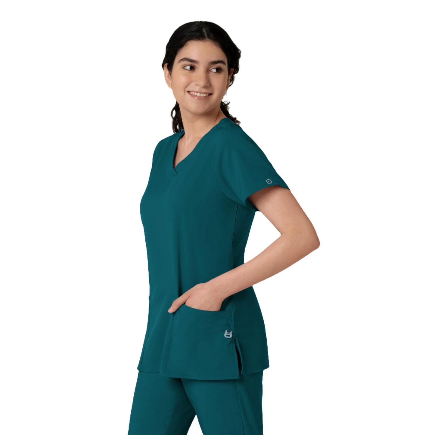 Women's Basic 2-Pocket V-Neck Scrub Top - 6255