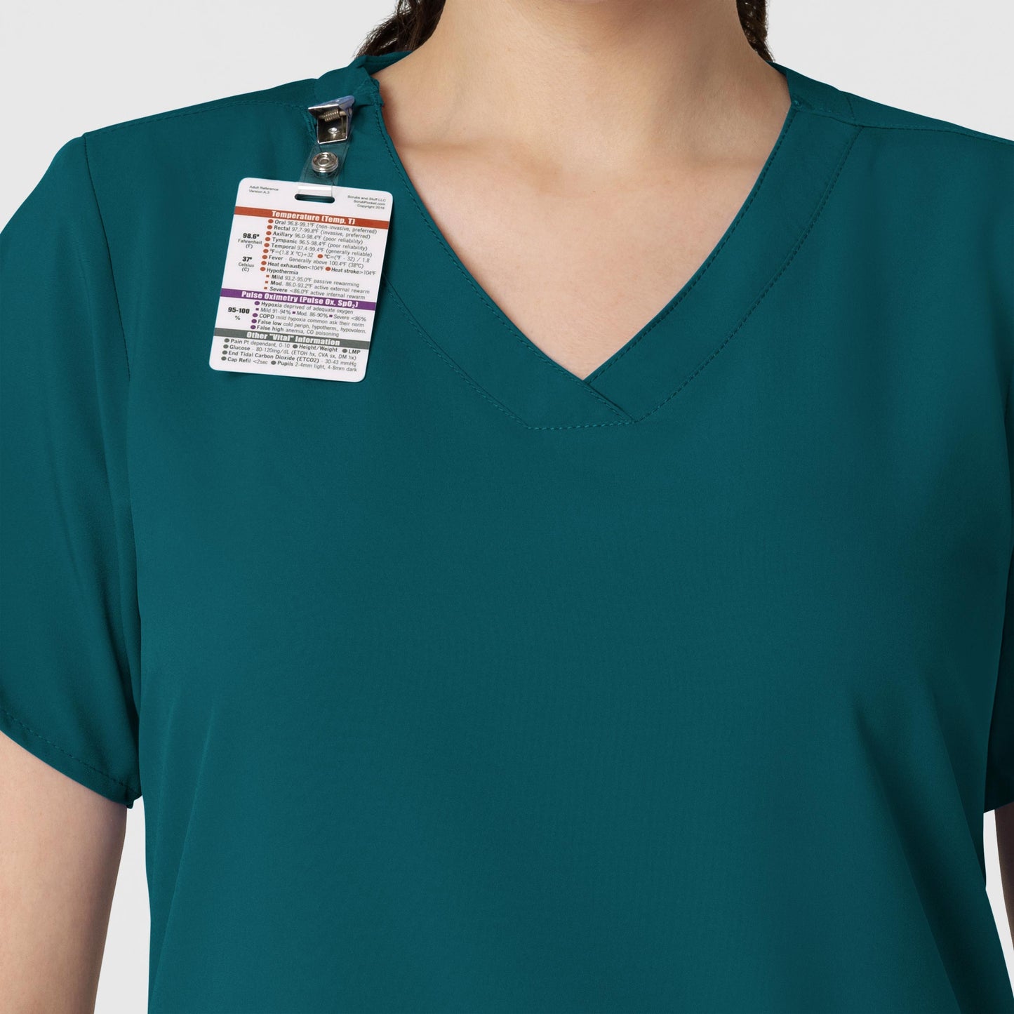 Women's Basic 2-Pocket V-Neck Scrub Top - 6255