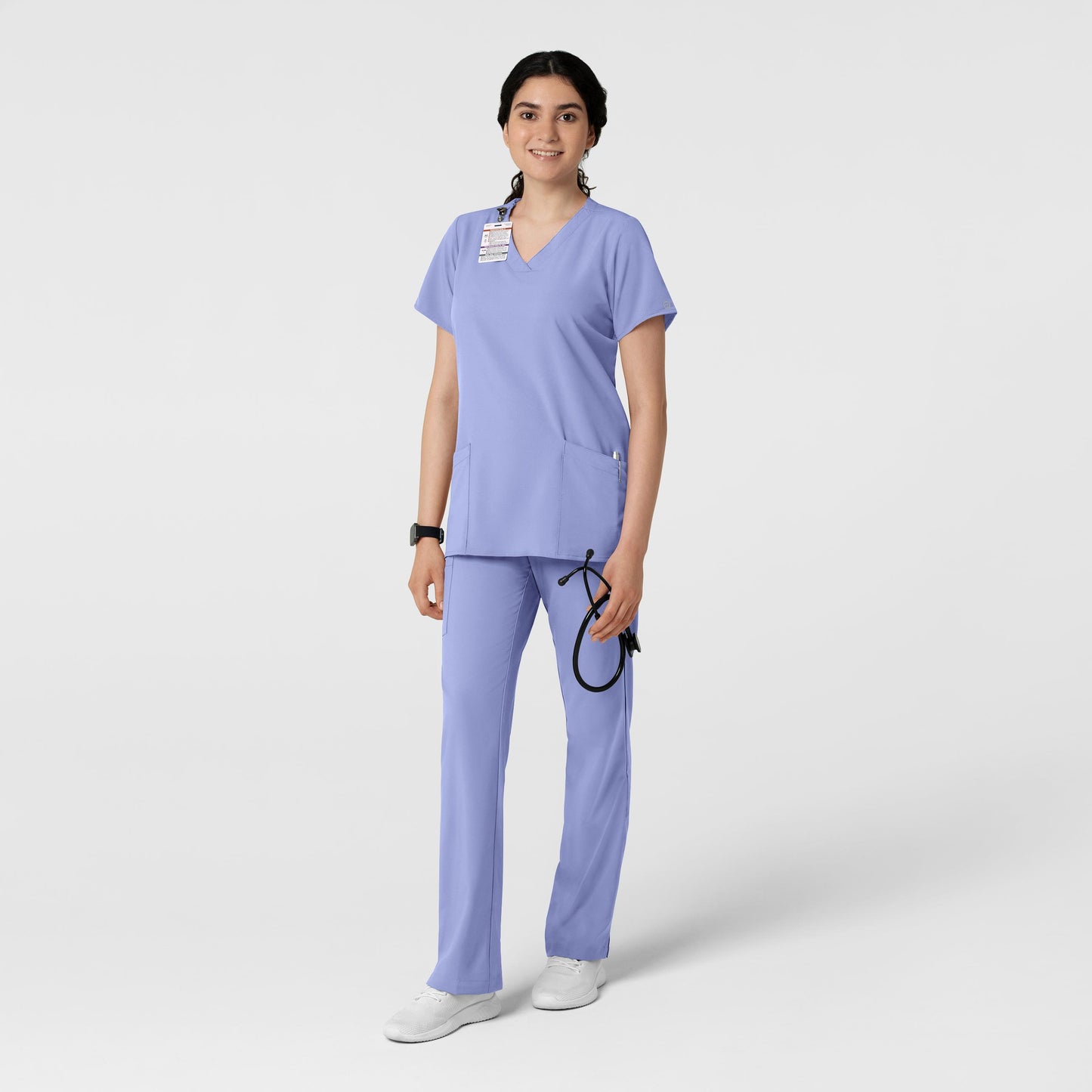 Women's Basic 2-Pocket V-Neck Scrub Top - 6255