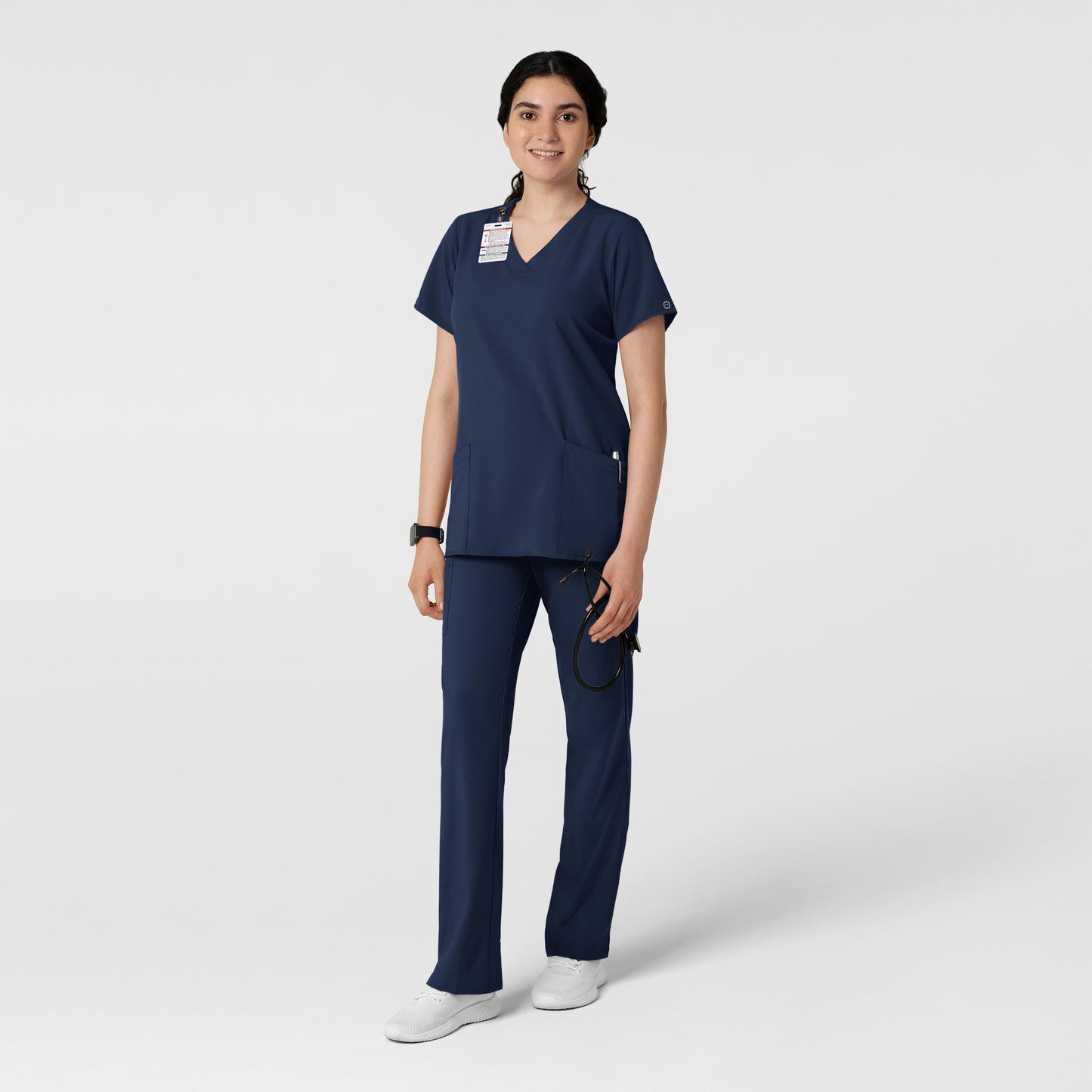 Women's Basic 2-Pocket V-Neck Scrub Top - 6255