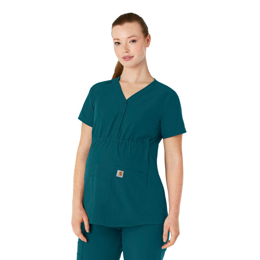 Women's Henley 4-Pocket Maternity Scrub Top - C14113