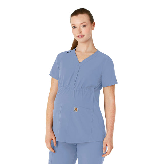 Women's Henley 4-Pocket Maternity Scrub Top - C14113