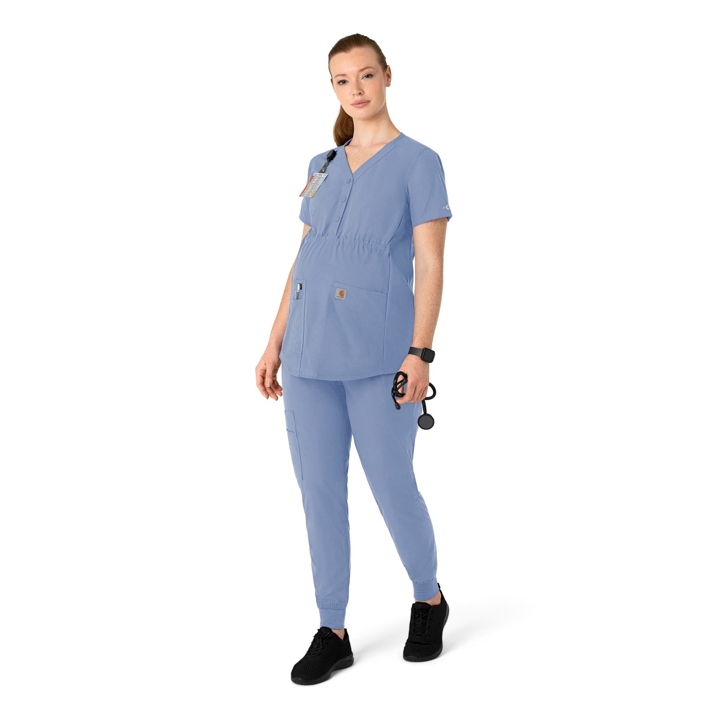 Women's Henley 4-Pocket Maternity Scrub Top - C14113