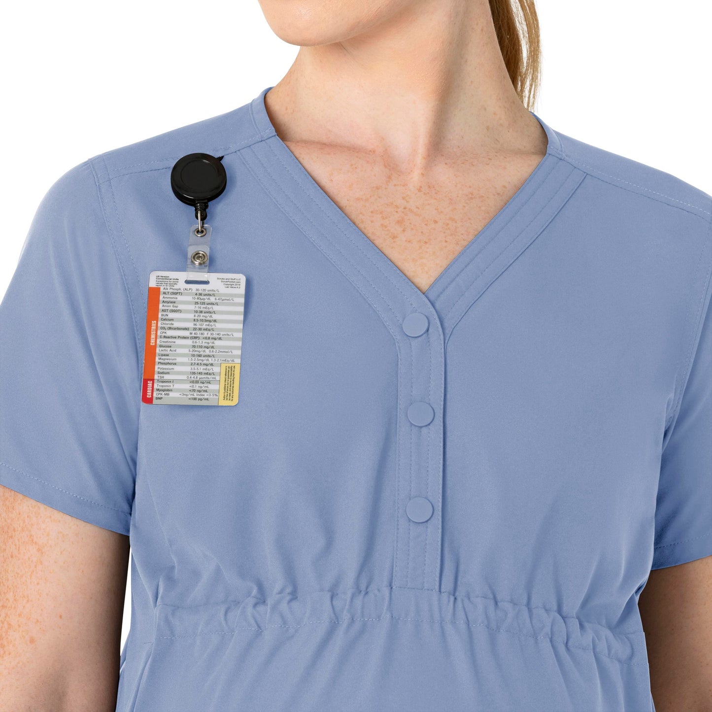 Women's Henley 4-Pocket Maternity Scrub Top - C14113