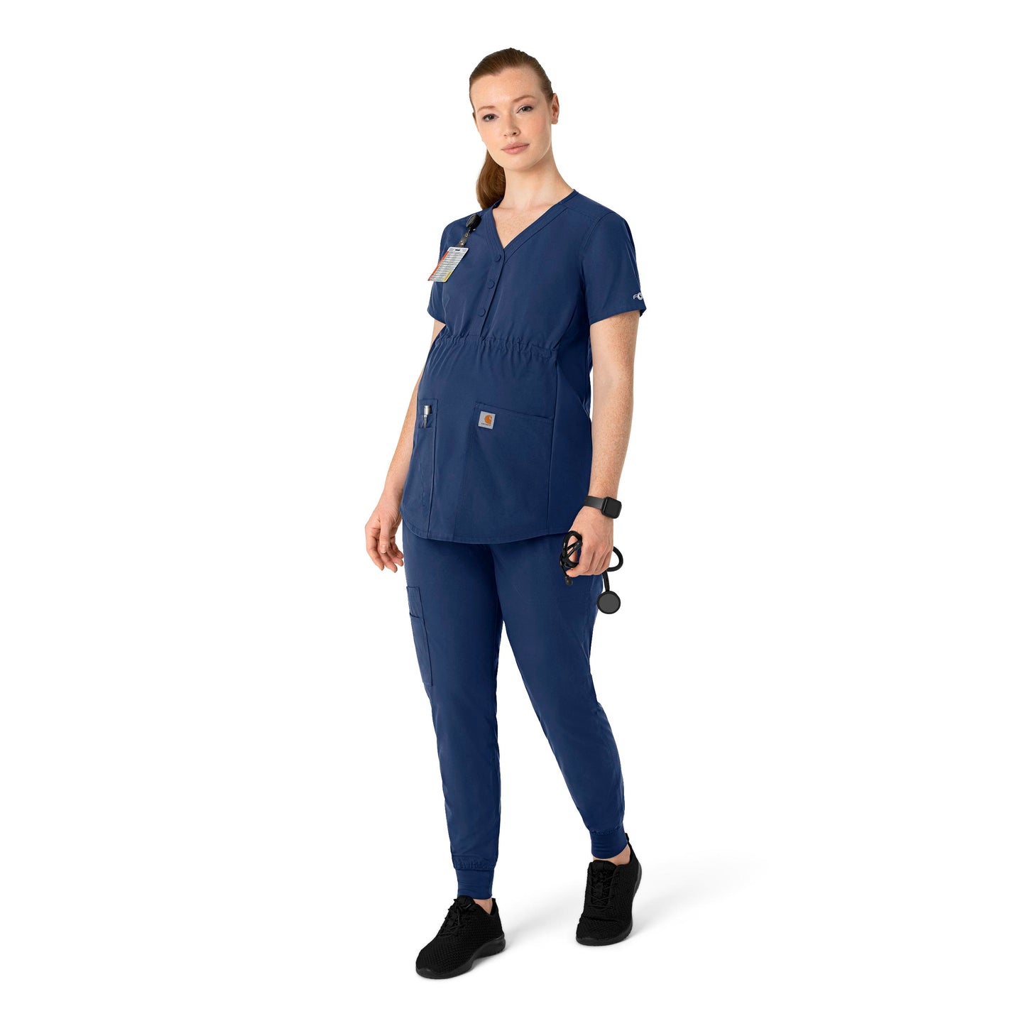 Women's Henley 4-Pocket Maternity Scrub Top - C14113