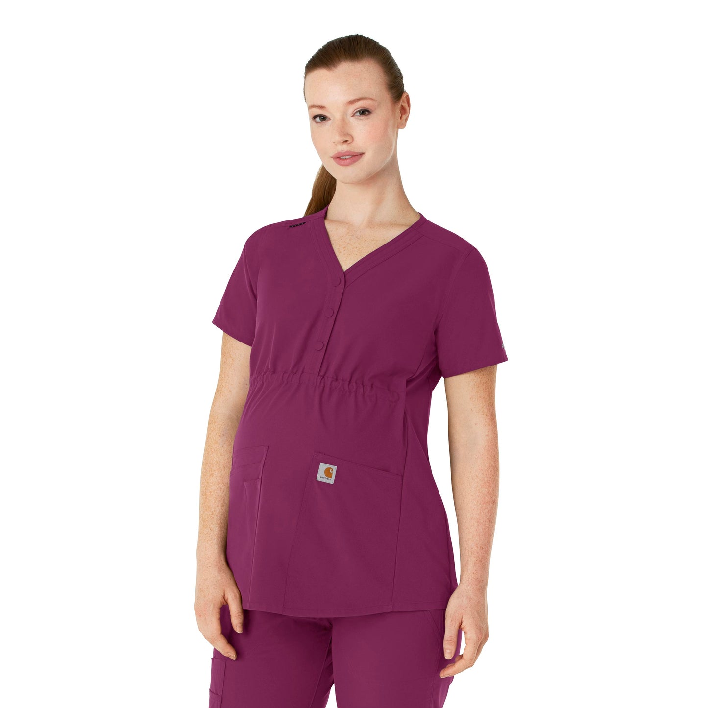 Women's Henley 4-Pocket Maternity Scrub Top - C14113