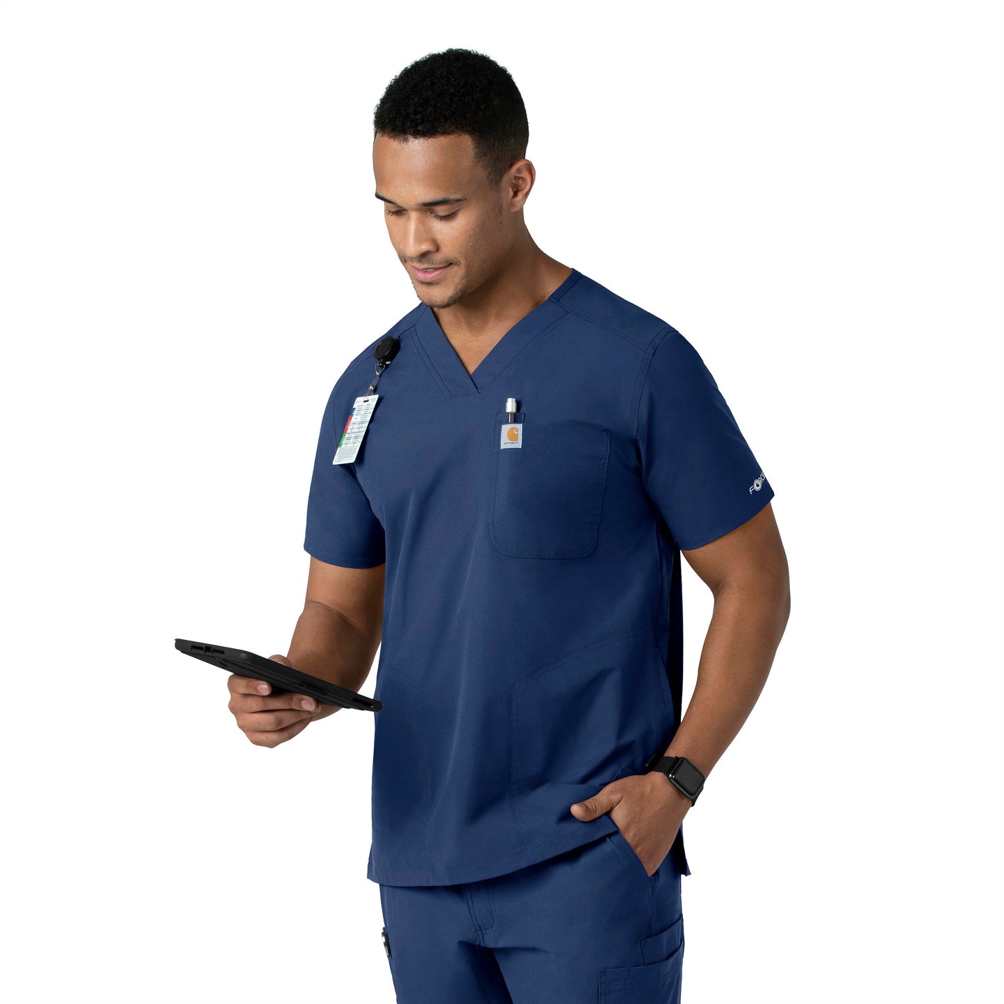 Men's V-Neck 4-Pocket Shirttail Tuck-In Scrub Top - C16113