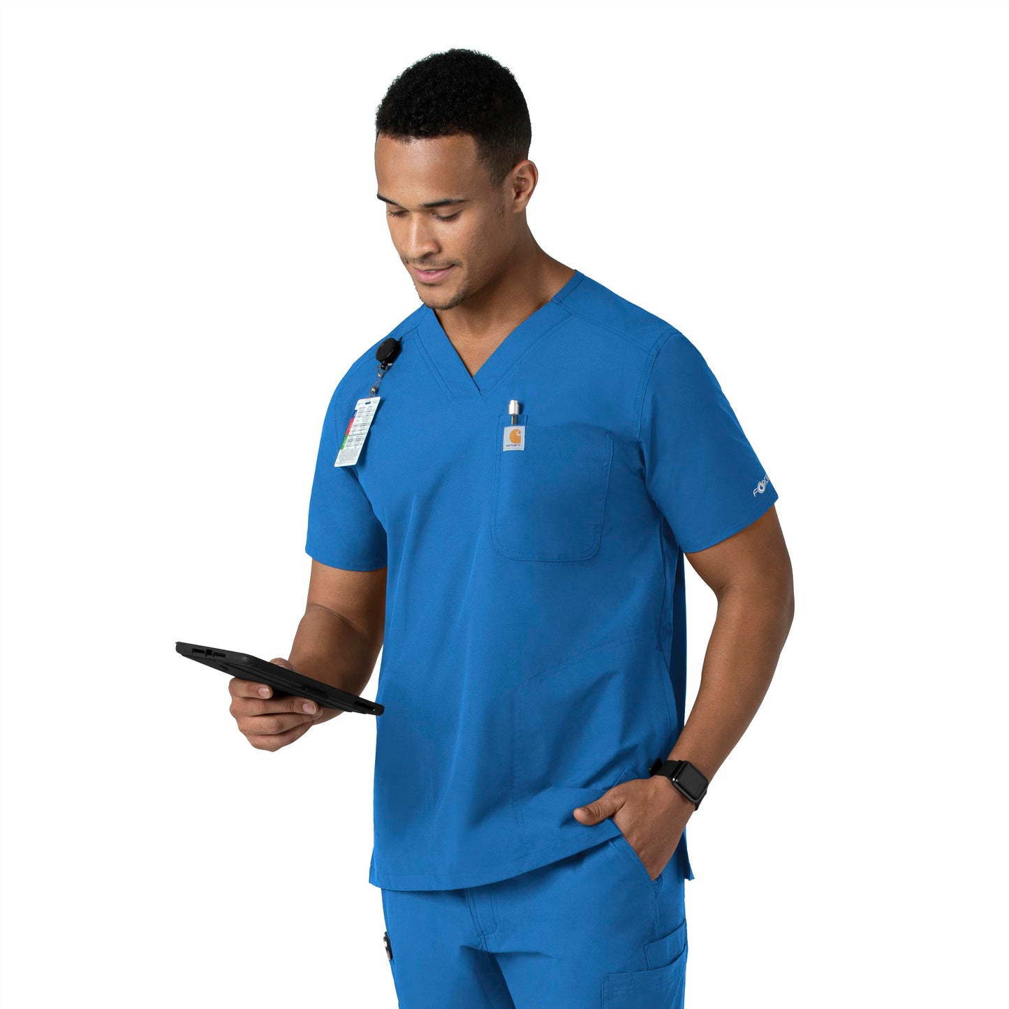 Men's V-Neck 4-Pocket Shirttail Tuck-In Scrub Top - C16113