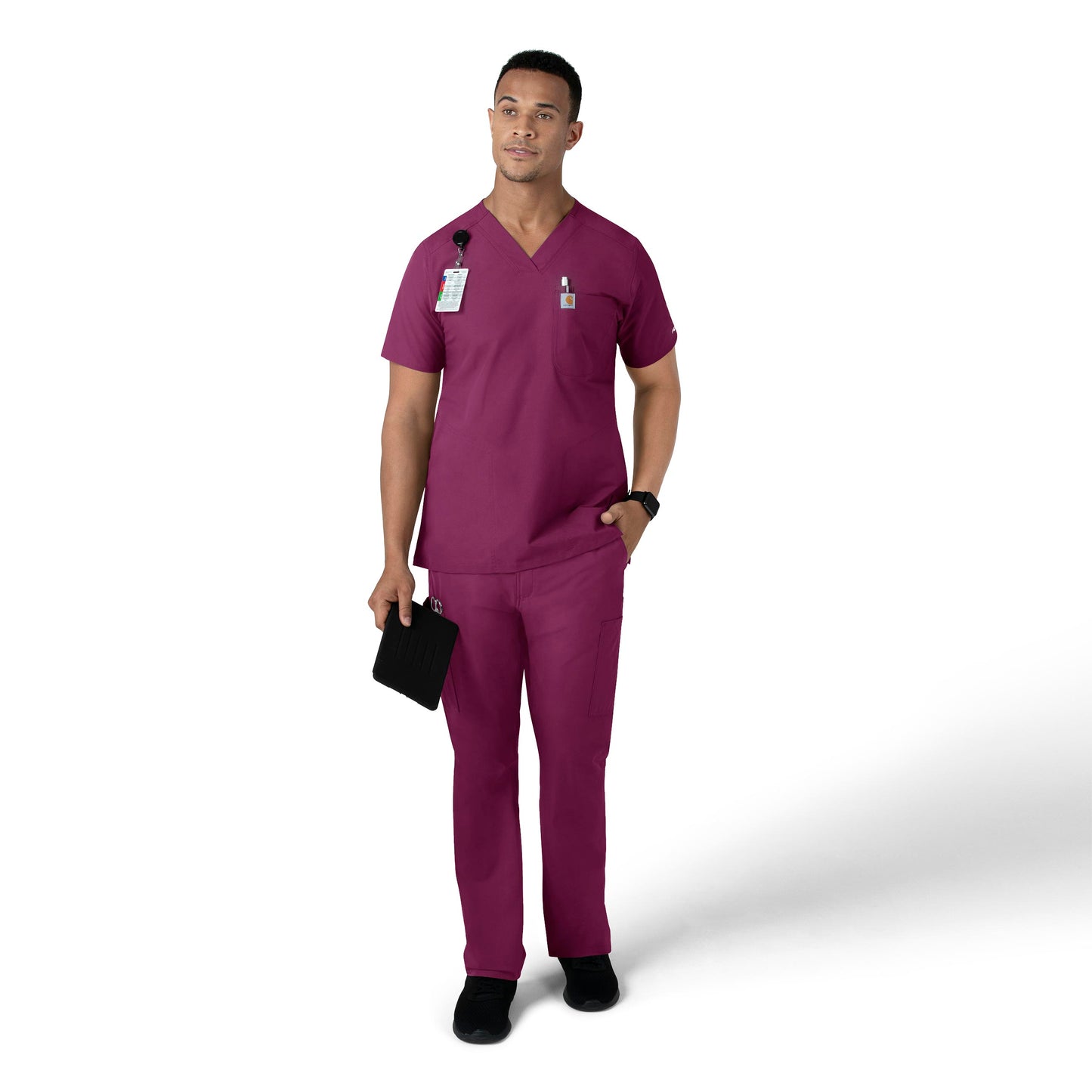 Men's V-Neck 4-Pocket Shirttail Tuck-In Scrub Top - C16113