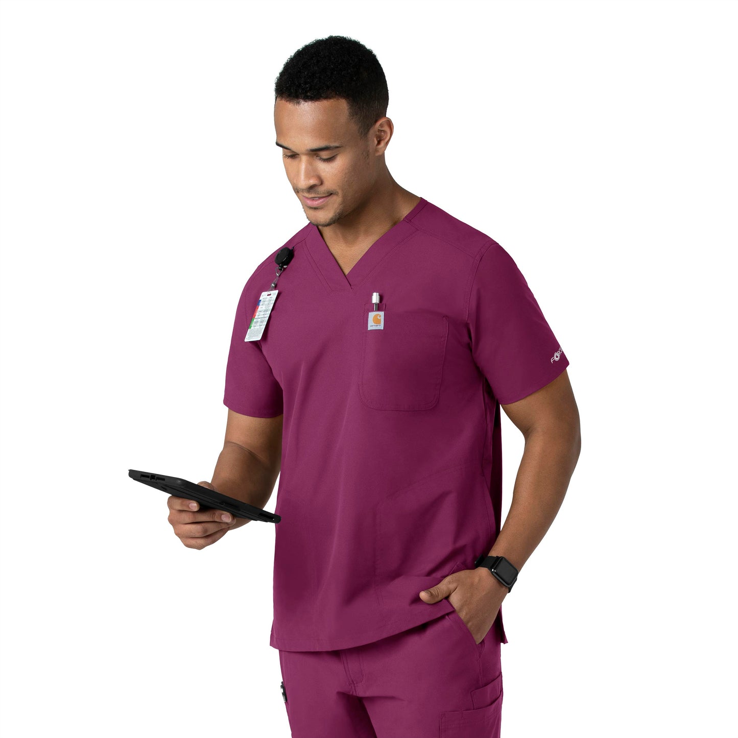 Men's V-Neck 4-Pocket Shirttail Tuck-In Scrub Top - C16113