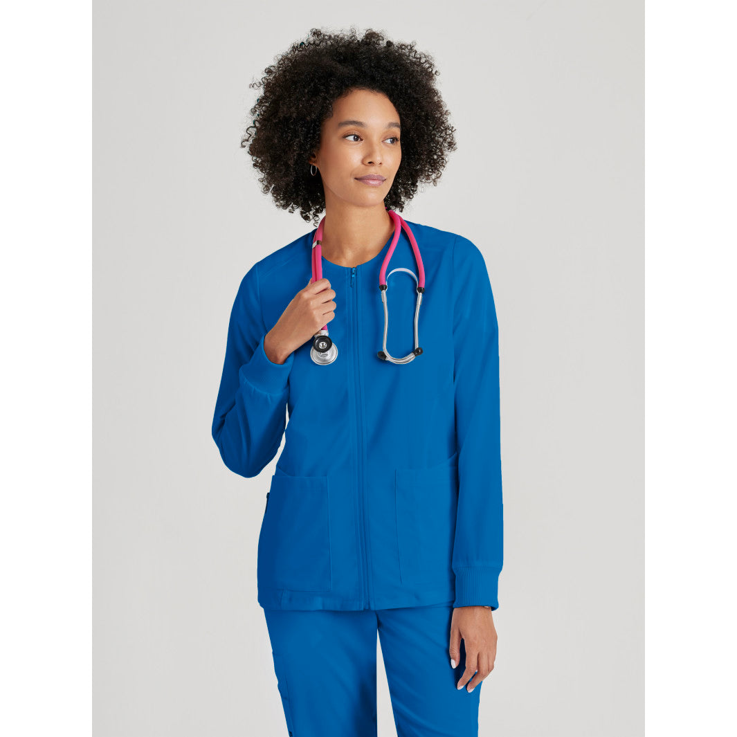 Women's Gianna 5-Pocket Crewneck Scrub Jacket - GRSW873